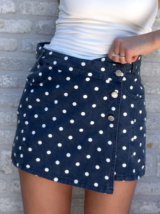 Polka Skort / Navy Blue