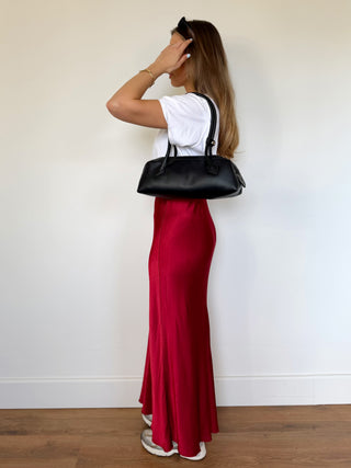 Satin Maxi Skirt / Red