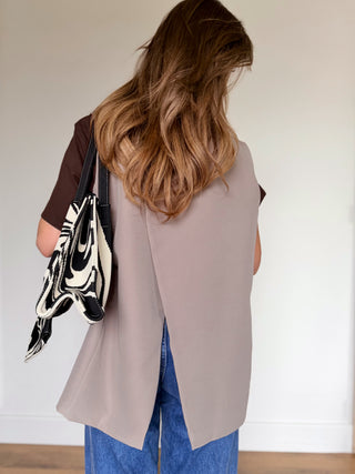 Sleeveless Tailored Blazer / Taupe