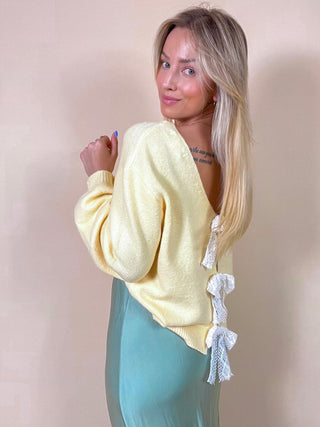 Knitted Open Back Sweater / Yellow
