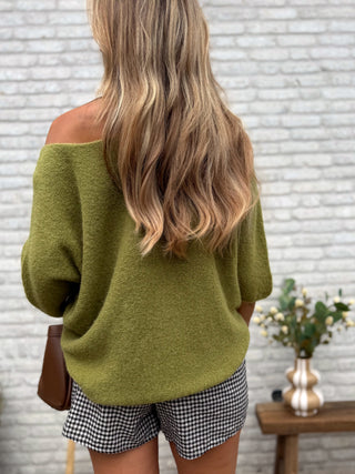 Cut-Out Soft Knit / Olive Green