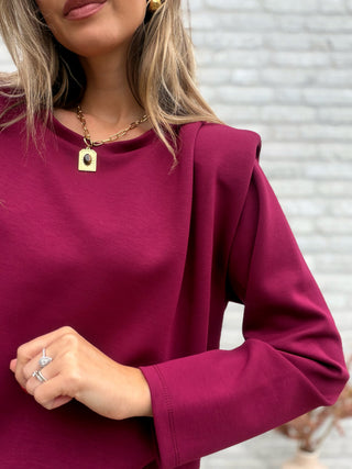 Shoulder Detailed Blouse / Bordeaux