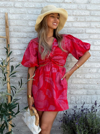 Sunset Twist Dress / Red-Pink