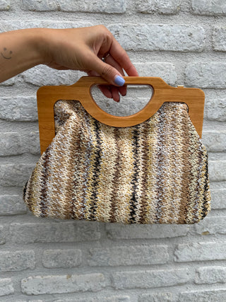 Mosaic Wood Bag / Taupe