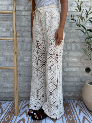 Coastal Crochet Pants / Beige Sands