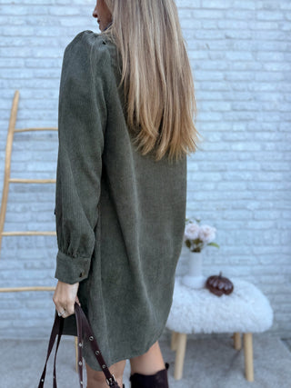 Corduroy Shirt Dress / Khaki