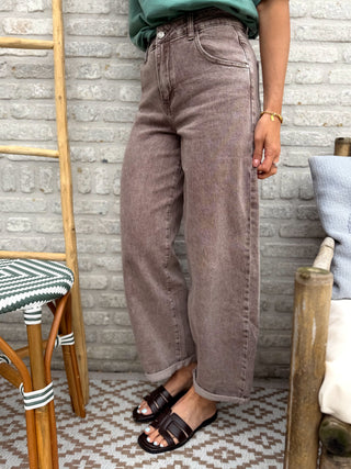 Relaxed Barrel Jeans / Taupe