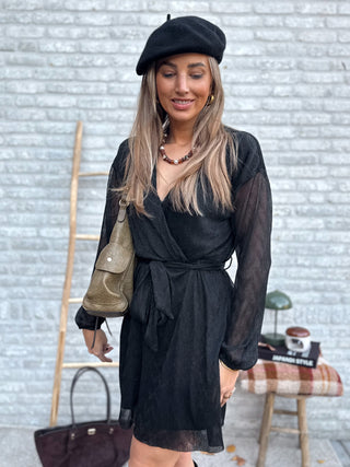 Mesh Wrap Dress / Black