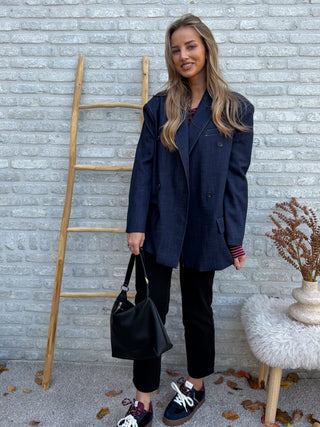 Contrast Stitch Blazer / Dark Blue