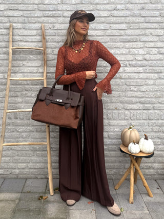 Sheer Lace Longsleeve / Terracotta