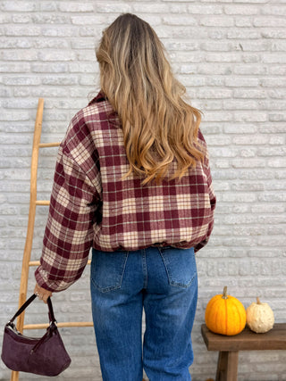 Checked Teddy Jacket / Bordeaux