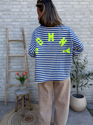 Mommy Striped Sweater / Blue-Yellow