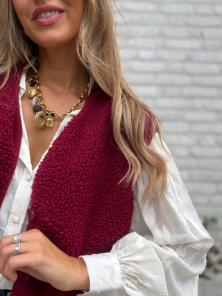 Pocket Teddy Gilet / Burgundy