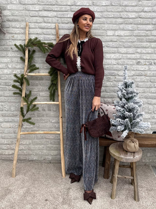 Shimmering Wide Leg Pants / Silver