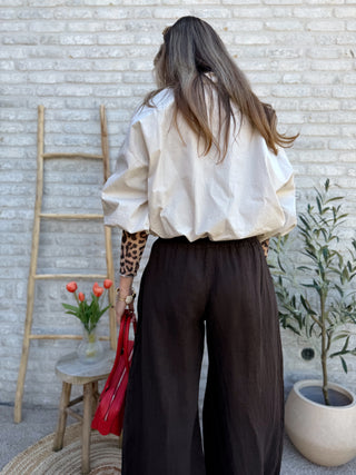 Crop Bomber Jacket / Beige