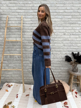 Stripe Polo Knit / Brown Blue