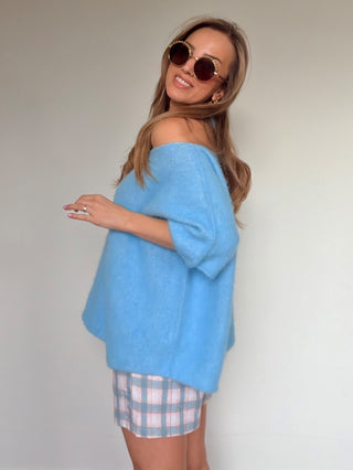 Checkered Strass Skort / Blue-Pink