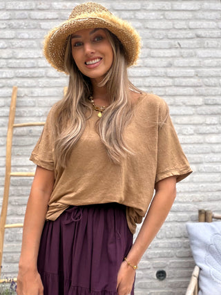 Relaxed Linen Tee / Camel