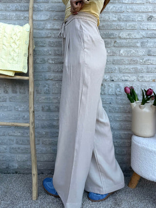 Soft Elastic Waist Pants / Beige