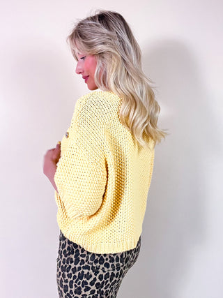 Short Sleeve Buttoned Knit / Yellow