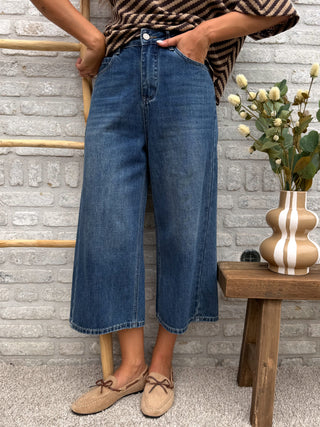Cropped Wide Leg Jeans / Blue