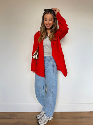 Statement Double-Breasted Blazer / Red