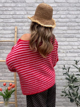 Shoulder Detail Knit / Red-Pink