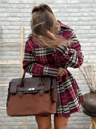 Plaid Preppy Dress / Burgundy