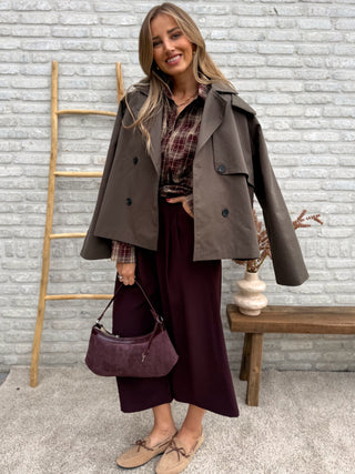 Wide Cropped Trousers / Bordeaux