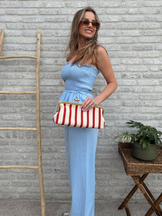 Wide Leg Linen Pants / Blue