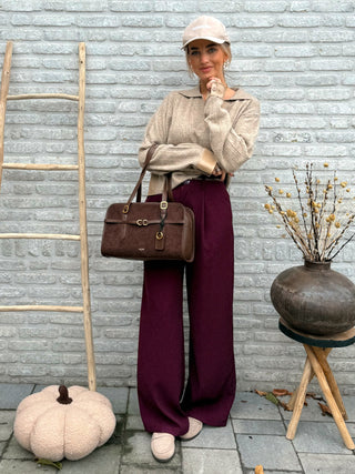 Detailed Polo Knit / Taupe