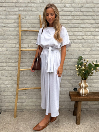 Belted Shirt Dress / Grey