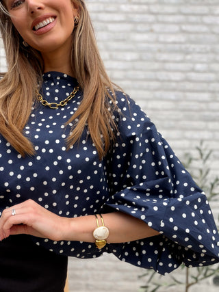 Effortless Polka Blouse / Blue