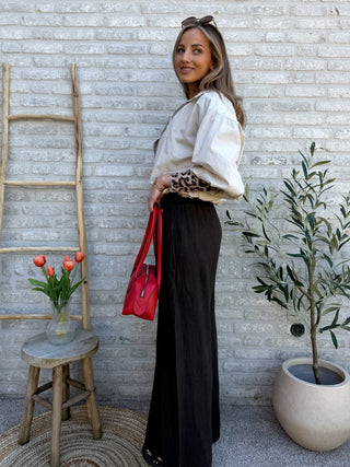 Linen Wide Pants / Brown