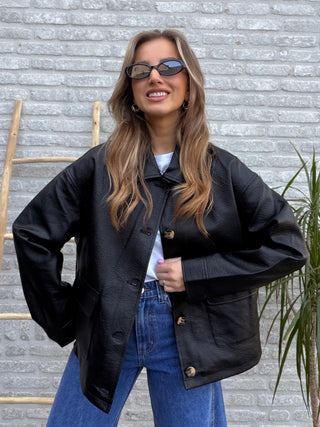 Faux Leather Jacket / Black