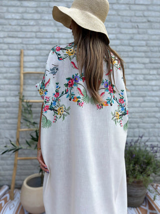 Linen Bloom Dress / White