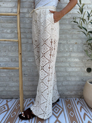 Coastal Crochet Pants / Beige Sands