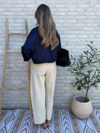 Satin Bomber Jacket / Dark Blue