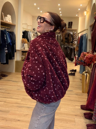 Oversized Teddy Jacket / Burgundy