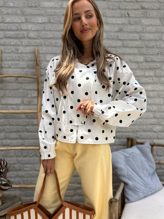 Polka Dot Denim Jacket / White-Black