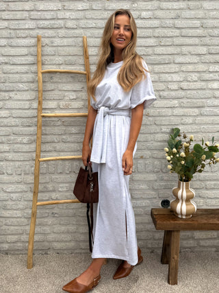 Belted Shirt Dress / Grey