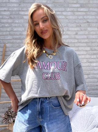 Amour Club Tee / Grey-Pink