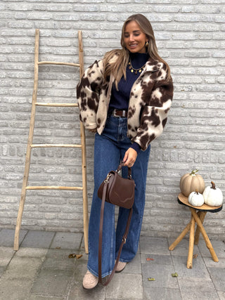 Teddy Cow Jacket / Cream-Brown