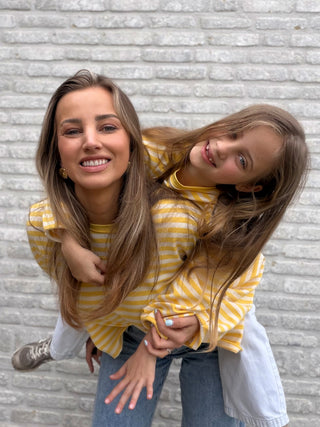 Striped Long Sleeve Top / Yellow-White