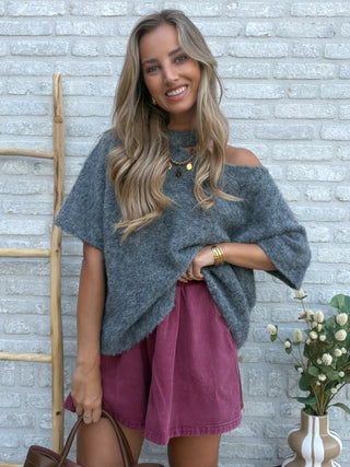 Wash Wide Short / Burgundy