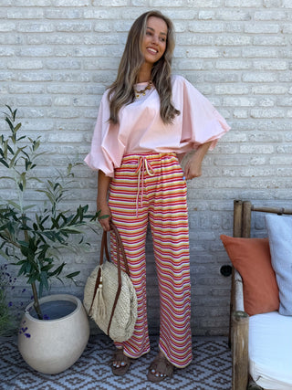 Everyday Stripe Pants / Orange-Pink