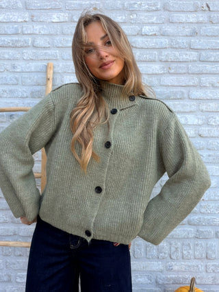 Button Collar Knit / Khaki