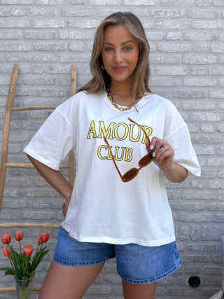 Amour Club Tee / White-Yellow