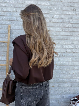 Shoulder Detailed Blouse / Brown