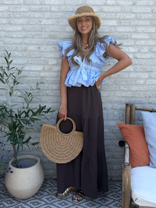 Gingham Ruffle Top / Blue